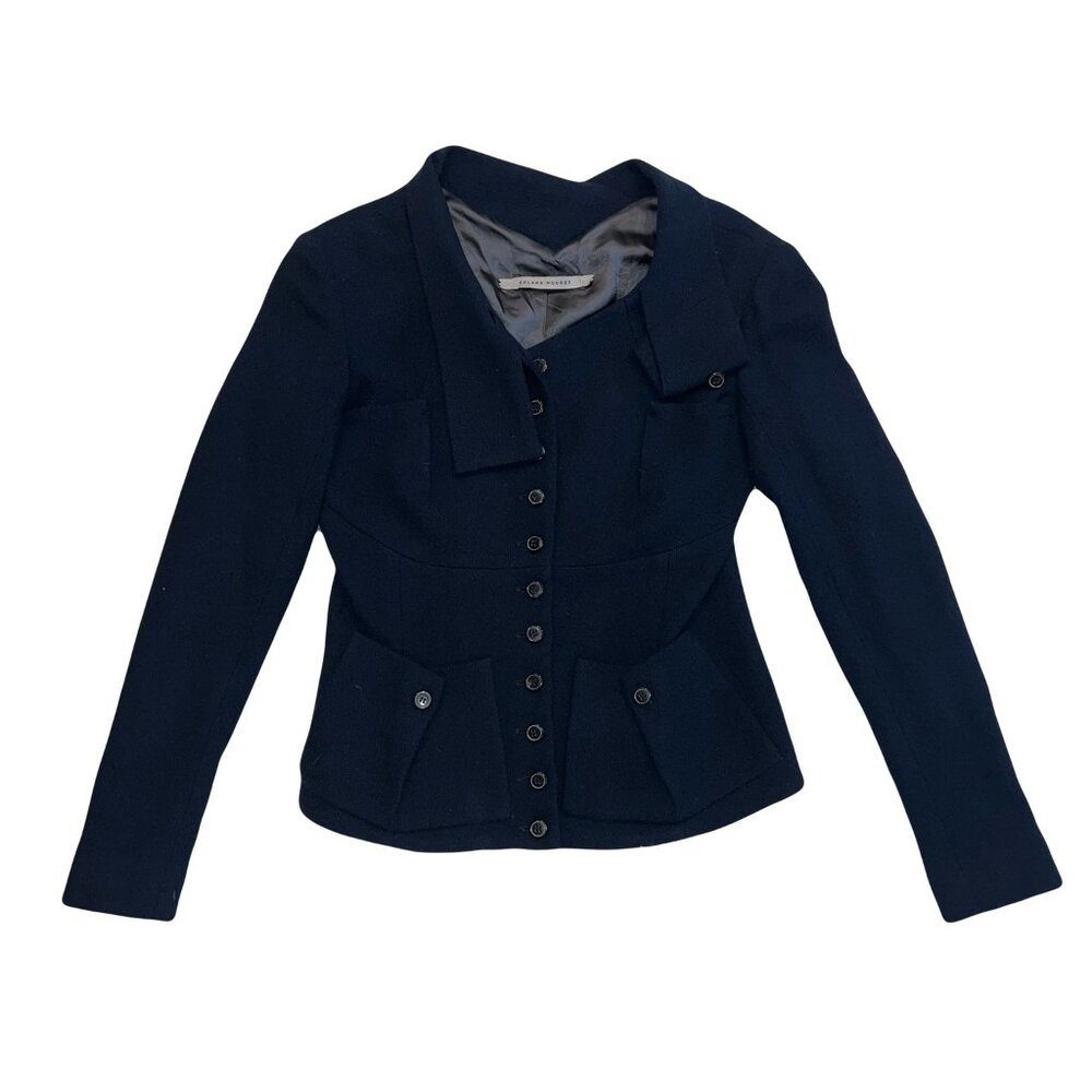 Roland Mouret Navy Wool Fitted Blazer Jacket